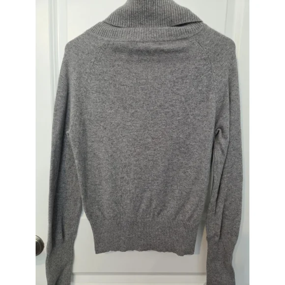 Valarie Steven's Womans 2 Ply Cashmere Sweater Cowl Neck Size Medium Gray Soft - Picture 2 of 5